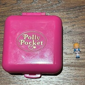 Vintage Polly Pocket wild zoo Compact and 1 random doll (pencil case doll)as is